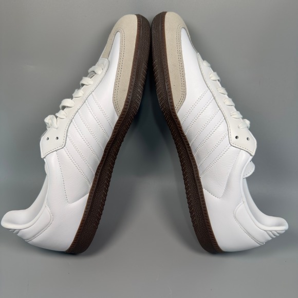 Adidas Samba OG Mens 12.5 12 1/2 Casual Sneaker White Gum Suede Leather Low Shoe - Picture 9 of 16